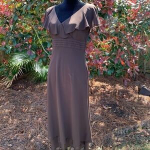 LIZ CLAIBORNE Chocolate brown sleeveless fit and flare dress beaded hem fall